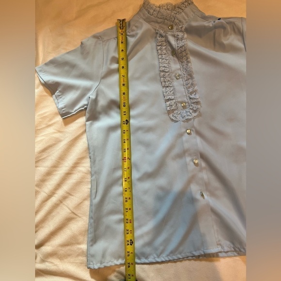Vintage Ruffle Lace Short Sleeve Women’s Sears Shirt - Picture 7 of 9